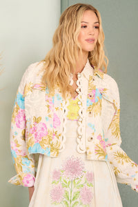 White Floral 100% Cotton and Lace Lightweight Jacket