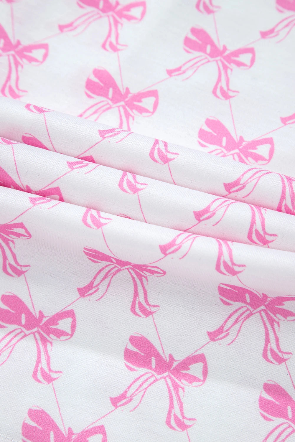 Millie Pink and White Bow Ruffled Shorts 2pc Pajama Set
