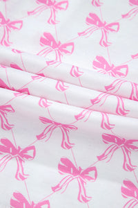Millie Pink and White Bow Ruffled Shorts 2pc Pajama Set