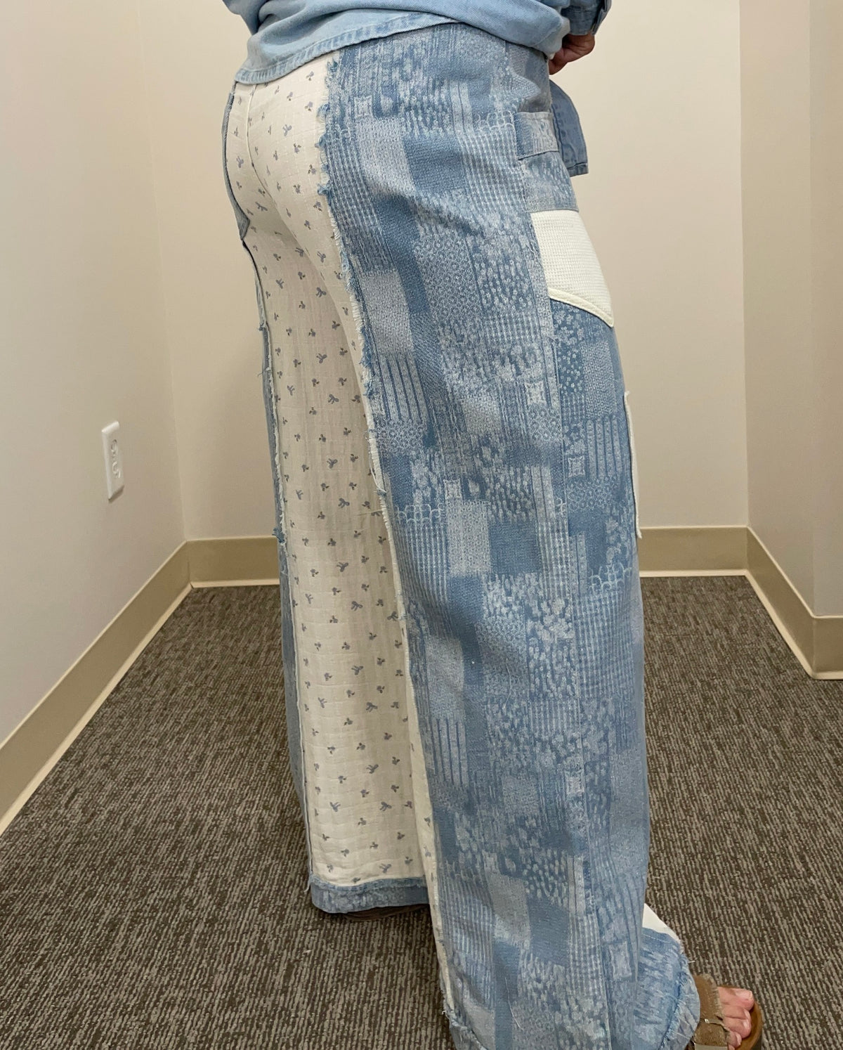 Dilly Dally Denim & Linen Patchwork Pants