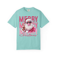 Pink Merry Christmas Bubblegum Santa - Comfort Colors | Trendy Women's T-Shirt. Direct to Garment. Printed & Shipped in the USA. Unisex Sizes.