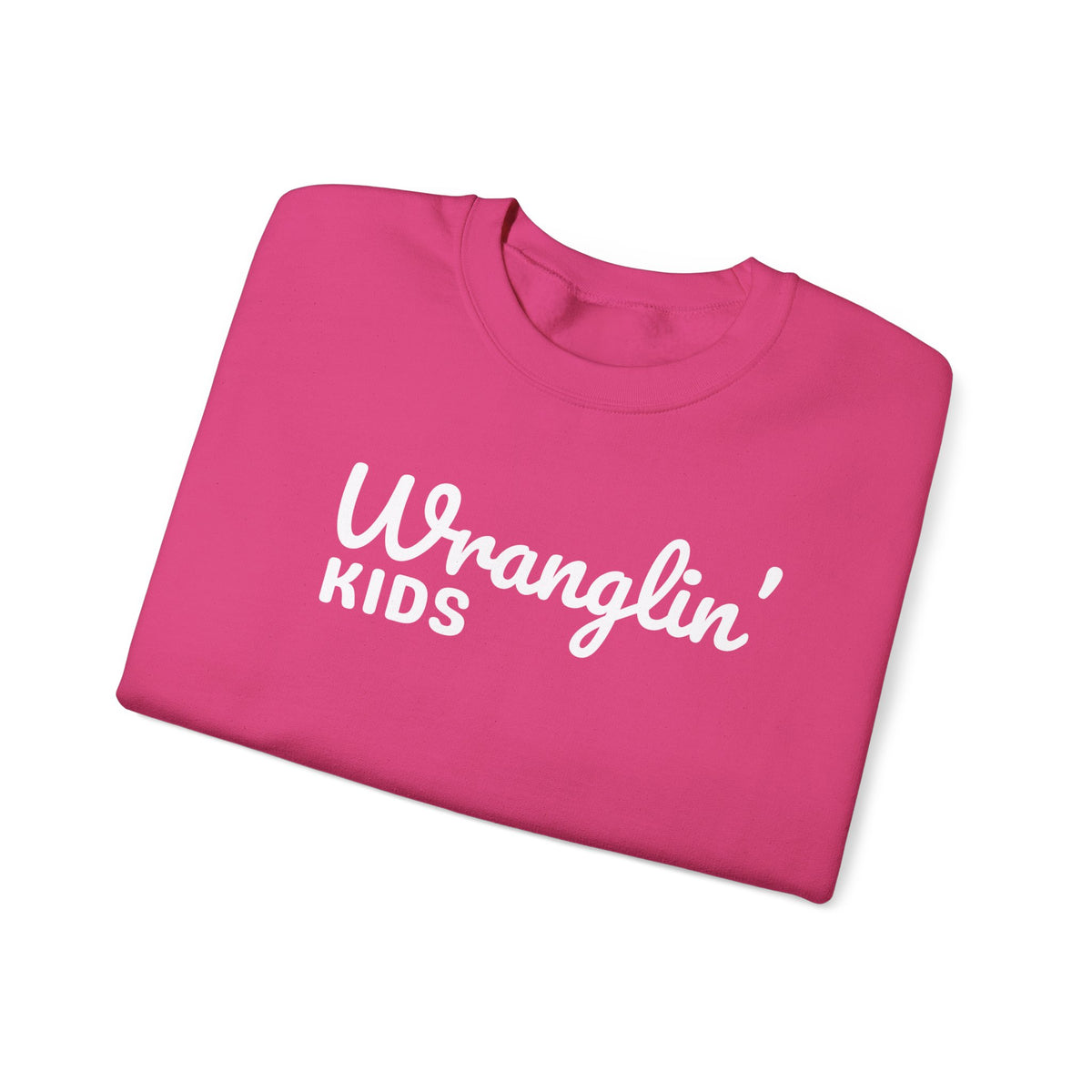 Wranglin' Kids Funny Mom Dad – Gildan Heavy Blend | Trendy Women’s and Men's Soft Sweatshirt. Direct to Garment. Printed & Shipped in the USA. Unisex Sizes.