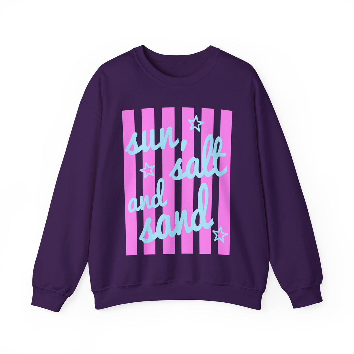 Sun, Salt and Sand – Gildan Heavy Blend | Trendy Women’s Soft Sweatshirt. Direct to Garment. Printed & Shipped in the USA. Unisex Sizes.