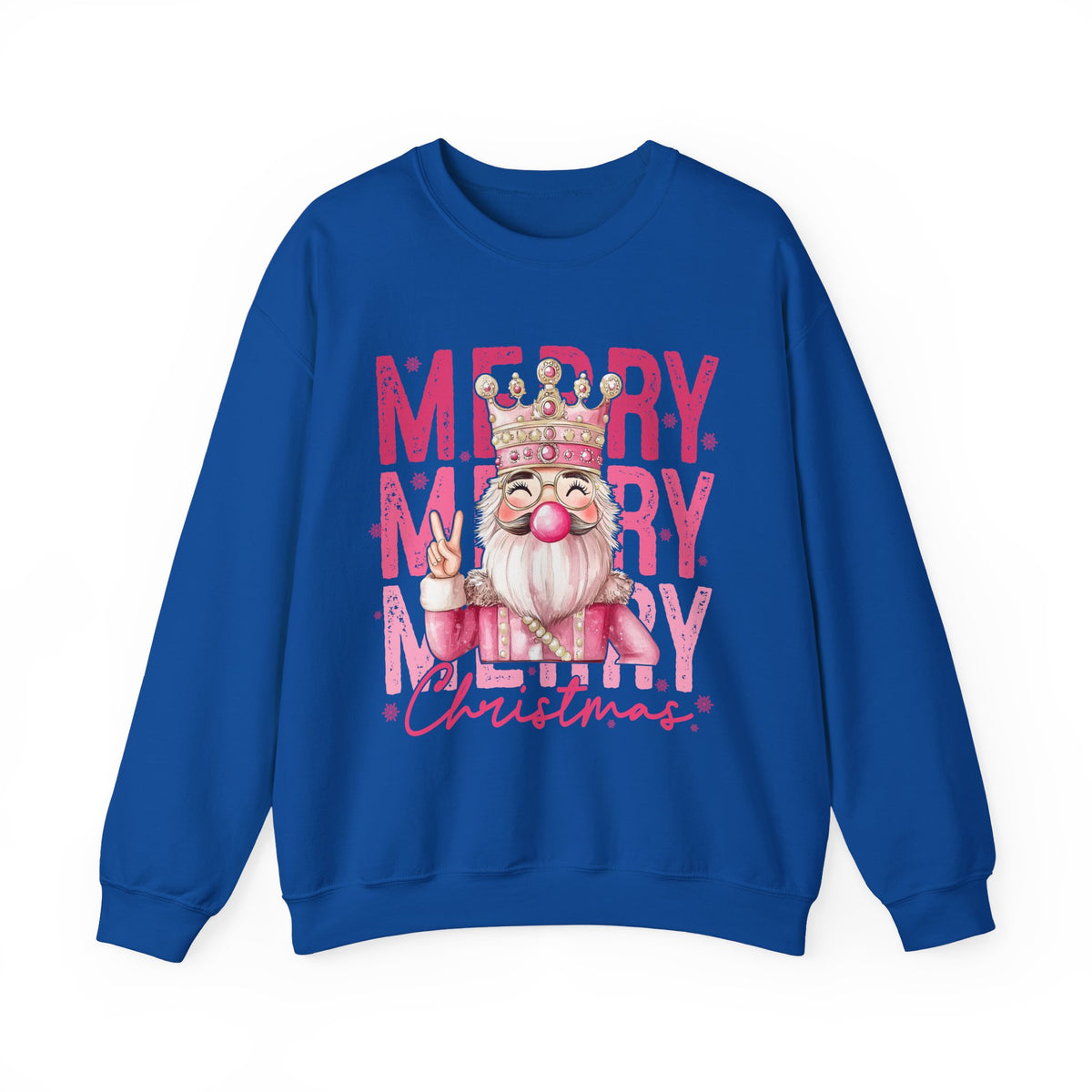 Merry Christmas - Cute Pink Bubblegum Nutcracker – Gildan Heavy Blend | Trendy Women’s Soft Sweatshirt. Direct to Garment. Printed & Shipped in the USA. Unisex Sizes.