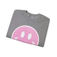 Glitter Smiley – Gildan Heavy Blend | Trendy Women’s Soft Sweatshirt. Direct to Garment. Printed & Shipped in the USA. Unisex Sizes.