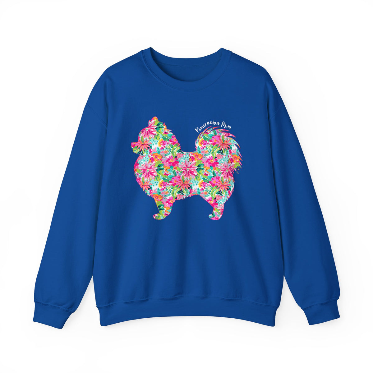 Pomeranian Mom, Floral – Gildan Heavy Blend | Trendy Women’s Soft Sweatshirt. Direct to Garment. Printed & Shipped in the USA. Unisex Sizes.