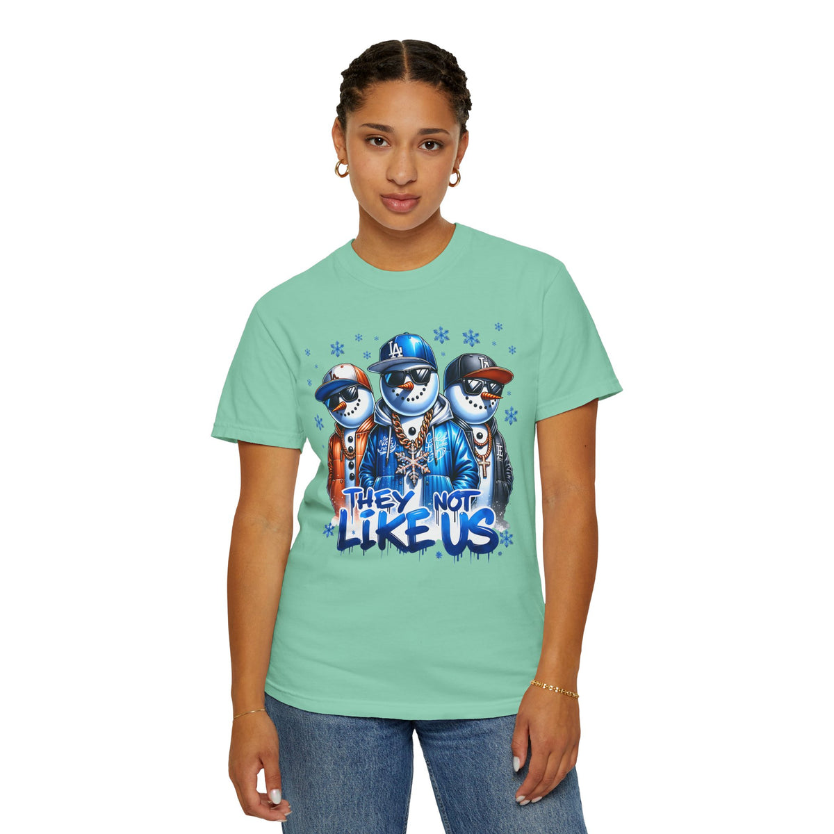 They Not Like Us Snowman - Comfort Colors | Trendy Men's and Women's T-Shirt. Direct to Garment. Printed & Shipped in the USA. Unisex Sizes.