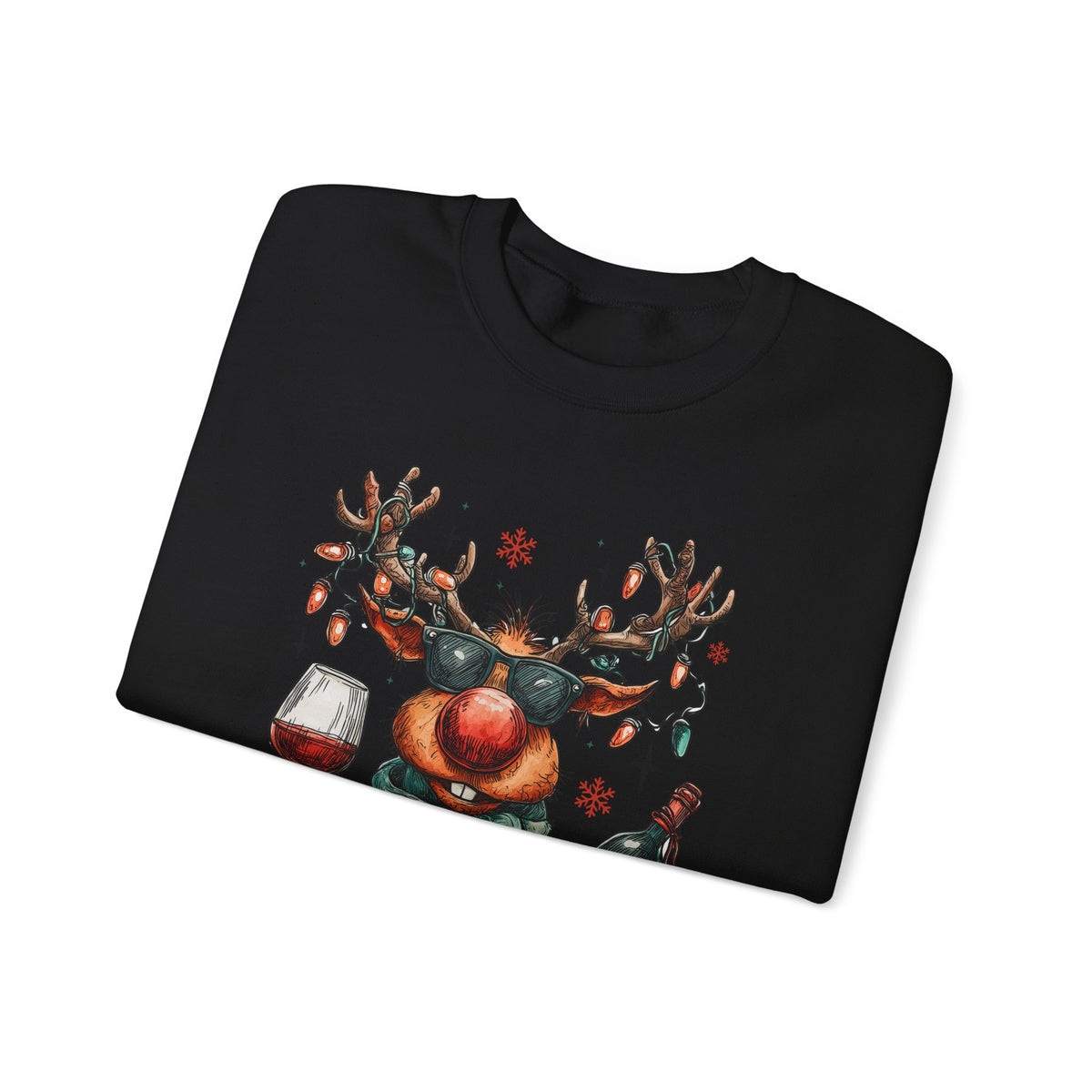 Merry & Mischievous Reindeer – Gildan Heavy Blend | Trendy Women’s and Men's Soft Sweatshirt. Direct to Garment. Printed & Shipped in the USA. Unisex Sizes.
