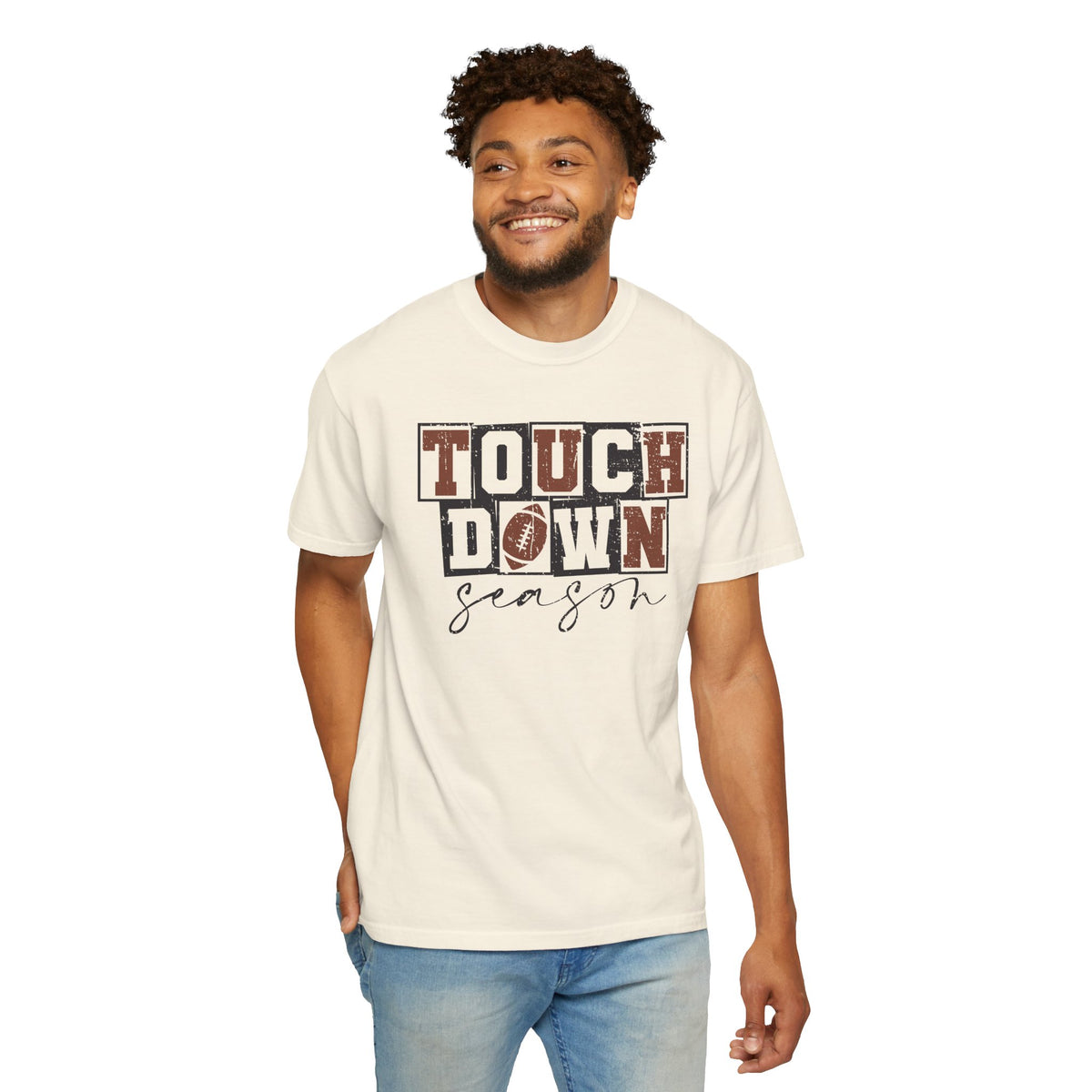 Touchdown Season - Distressed - Comfort Colors | Trendy Men's and Women's T-Shirt. Direct to Garment. Printed & Shipped in the USA. Unisex Sizes.