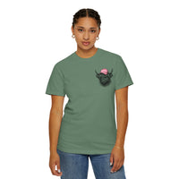 Head Heffa Highland Cow, Front & Back Print - Comfort Colors | Trendy Women's T-Shirt. Direct to Garment. Printed & Shipped in the USA. Unisex Sizes.