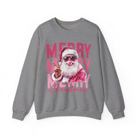 Pink Merry Christmas Bubblegum Santa – Gildan Heavy Blend | Trendy Women’s Soft Sweatshirt. Direct to Garment. Printed & Shipped in the USA. Unisex Sizes.