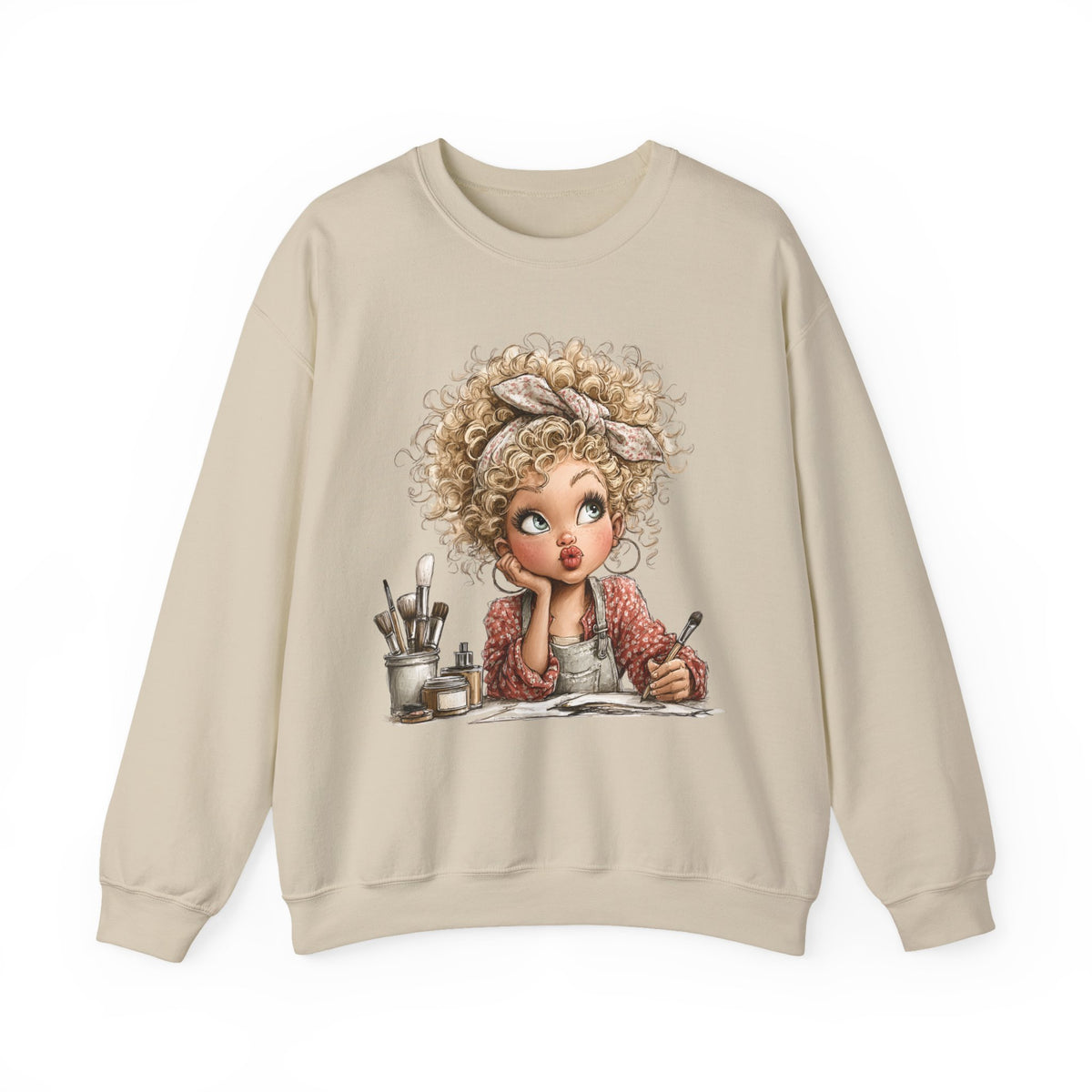 Cute Artist Curly Girl – Gildan Heavy Blend | Trendy Women’s Soft Sweatshirt. Direct to Garment. Printed & Shipped in the USA. Unisex Sizes.