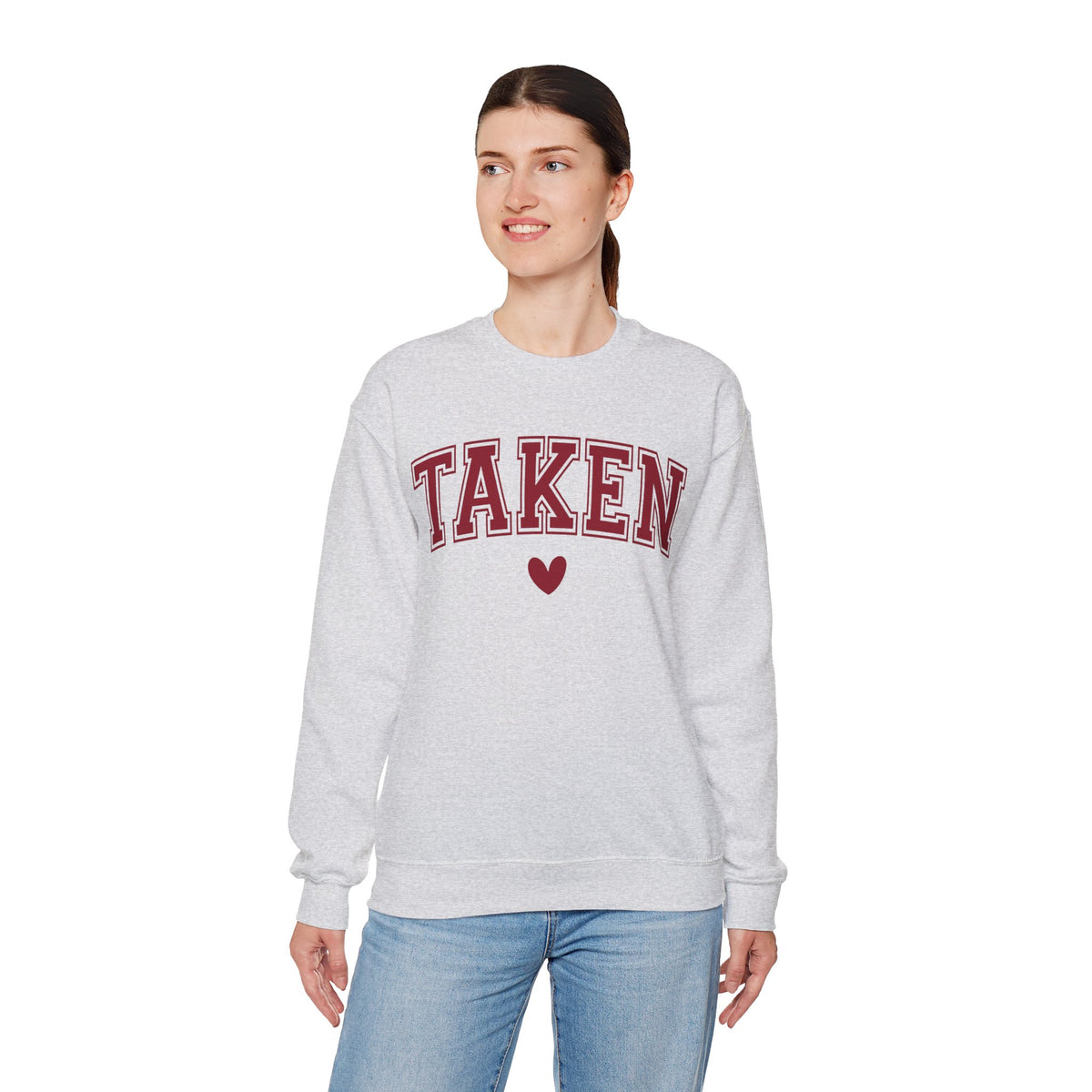 Taken - Varsity – Gildan Heavy Blend | Trendy Women’s Soft Sweatshirt. Direct to Garment. Printed & Shipped in the USA. Unisex Sizes.