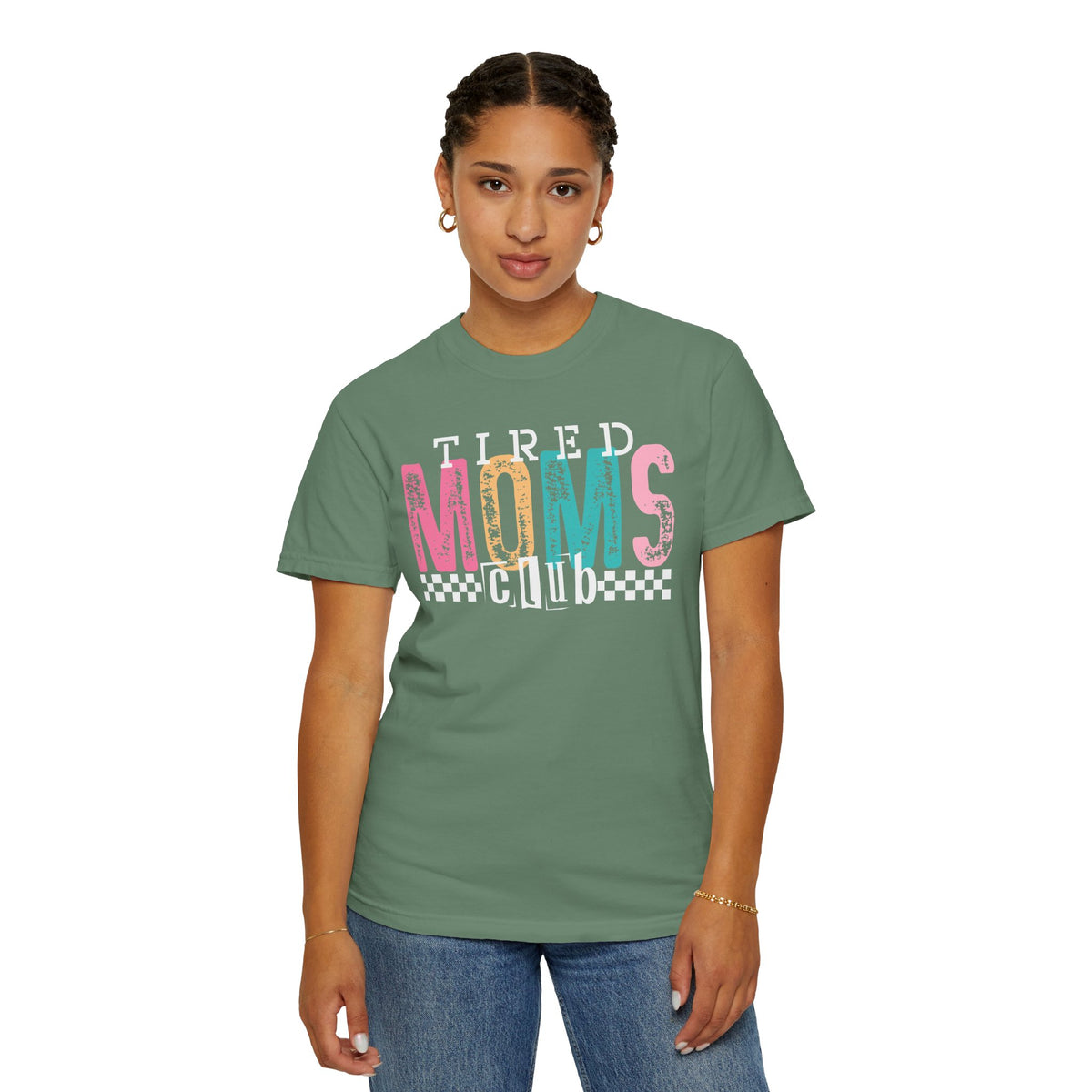 Tired Moms Club Pastel - Comfort Colors | Trendy Women's T-Shirt. Direct to Garment. Printed & Shipped in the USA. Unisex Sizes.