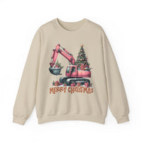 Excavator Merry Christmas Construction – Gildan Heavy Blend | Trendy Women’s Soft Sweatshirt. Direct to Garment. Printed & Shipped in the USA. Unisex Sizes.