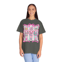Coquette Pastel Christmas Nutcracker Trio Pink and Green - Comfort Colors | Trendy Women's T-Shirt. Direct to Garment. Printed & Shipped in the USA. Unisex Sizes.