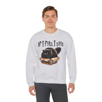 If I Fits I Sits, Cat in a Box – Gildan Heavy Blend | Trendy Women’s and Men's Soft Sweatshirt. Direct to Garment. Printed & Shipped in the USA. Unisex Sizes.