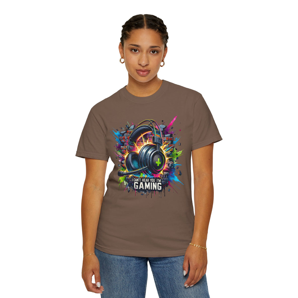 Gaming Headset I Can't Hear You, I'm Gaming - Comfort Colors | Trendy Men's And Women's T-Shirt. Direct to Garment. Printed & Shipped in the USA. Unisex Sizes.
