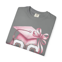 Pink Coquette, Class of 2026 Graduation Cap - Comfort Colors | Trendy Women's T-Shirt. Direct to Garment. Printed & Shipped in the USA. Unisex Sizes.