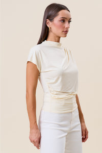Draped (Cream) Rayon/Spandex Top