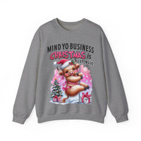 Highland Cow Mind Yo Business Christmas is Expensive – Gildan Heavy Blend | Trendy Women’s Soft Sweatshirt. Direct to Garment. Printed & Shipped in the USA. Unisex Sizes.