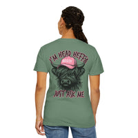Head Heffa Highland Cow, Front & Back Print - Comfort Colors | Trendy Women's T-Shirt. Direct to Garment. Printed & Shipped in the USA. Unisex Sizes.