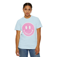 Faux Glitter Smiley - Comfort Colors | Trendy Women's T-Shirt. Direct to Garment. Printed & Shipped in the USA. Unisex Sizes.