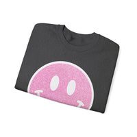 Glitter Smiley – Gildan Heavy Blend | Trendy Women’s Soft Sweatshirt. Direct to Garment. Printed & Shipped in the USA. Unisex Sizes.