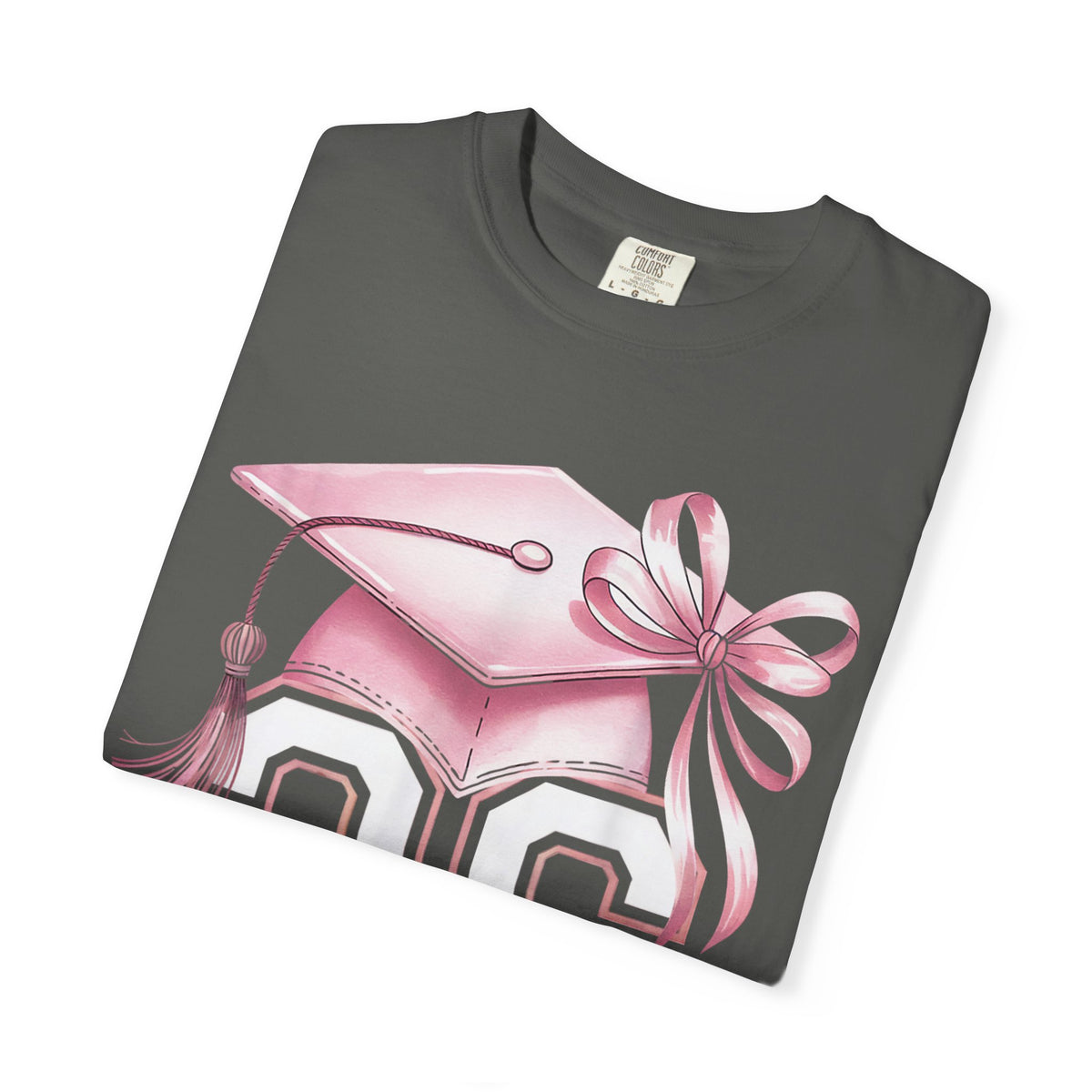 Pink Coquette, Class of 2026 Graduation Cap - Comfort Colors | Trendy Women's T-Shirt. Direct to Garment. Printed & Shipped in the USA. Unisex Sizes.