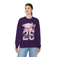 Pink Coquette, Class of 2026 Graduation Cap – Gildan Heavy Blend | Trendy Women’s Soft Sweatshirt. Direct to Garment. Printed & Shipped in the USA. Unisex Sizes.