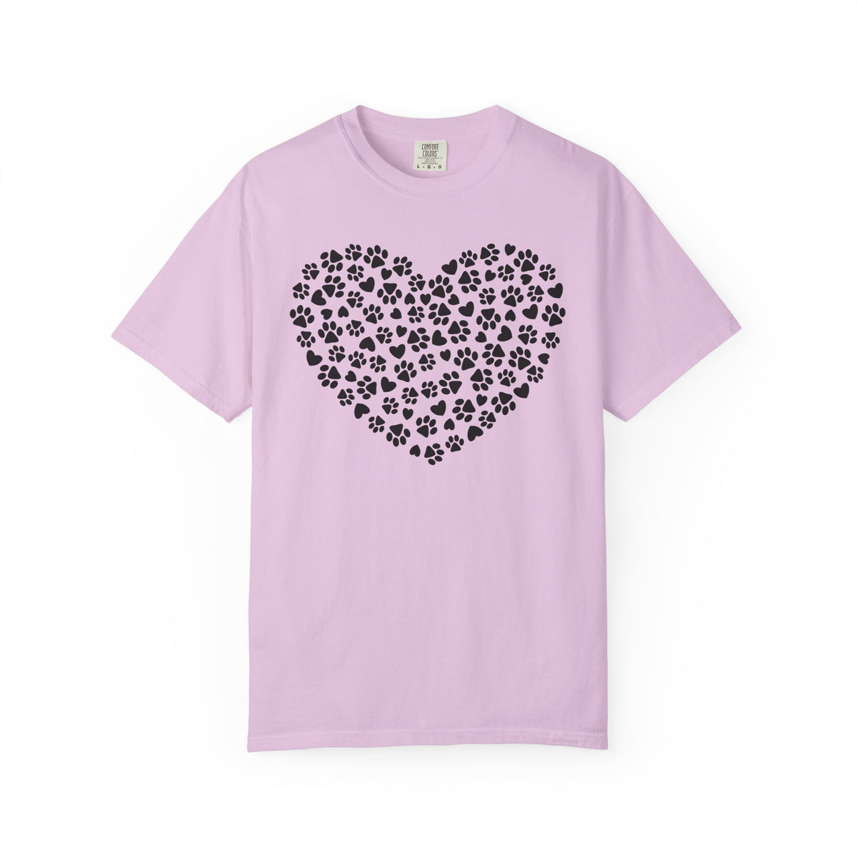 Dog Paw Heart - Comfort Colors | Trendy Women's T-Shirt. Direct to Garment. Printed & Shipped in the USA. Unisex Sizes.
