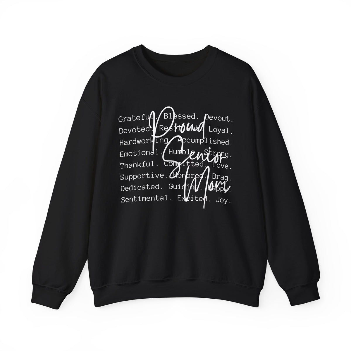 Proud Senior Mom, Description – Gildan Heavy Blend | Trendy Women’s Soft Sweatshirt. Direct to Garment. Printed & Shipped in the USA. Unisex Sizes.