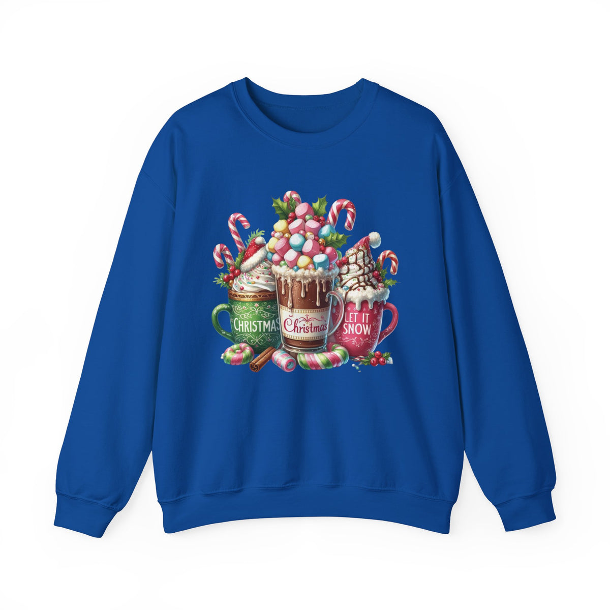 Hot Chocolate Mugs Christmas Hot Cocoa – Gildan Heavy Blend | Trendy Women’s Soft Sweatshirt. Direct to Garment. Printed & Shipped in the USA. Unisex Sizes.