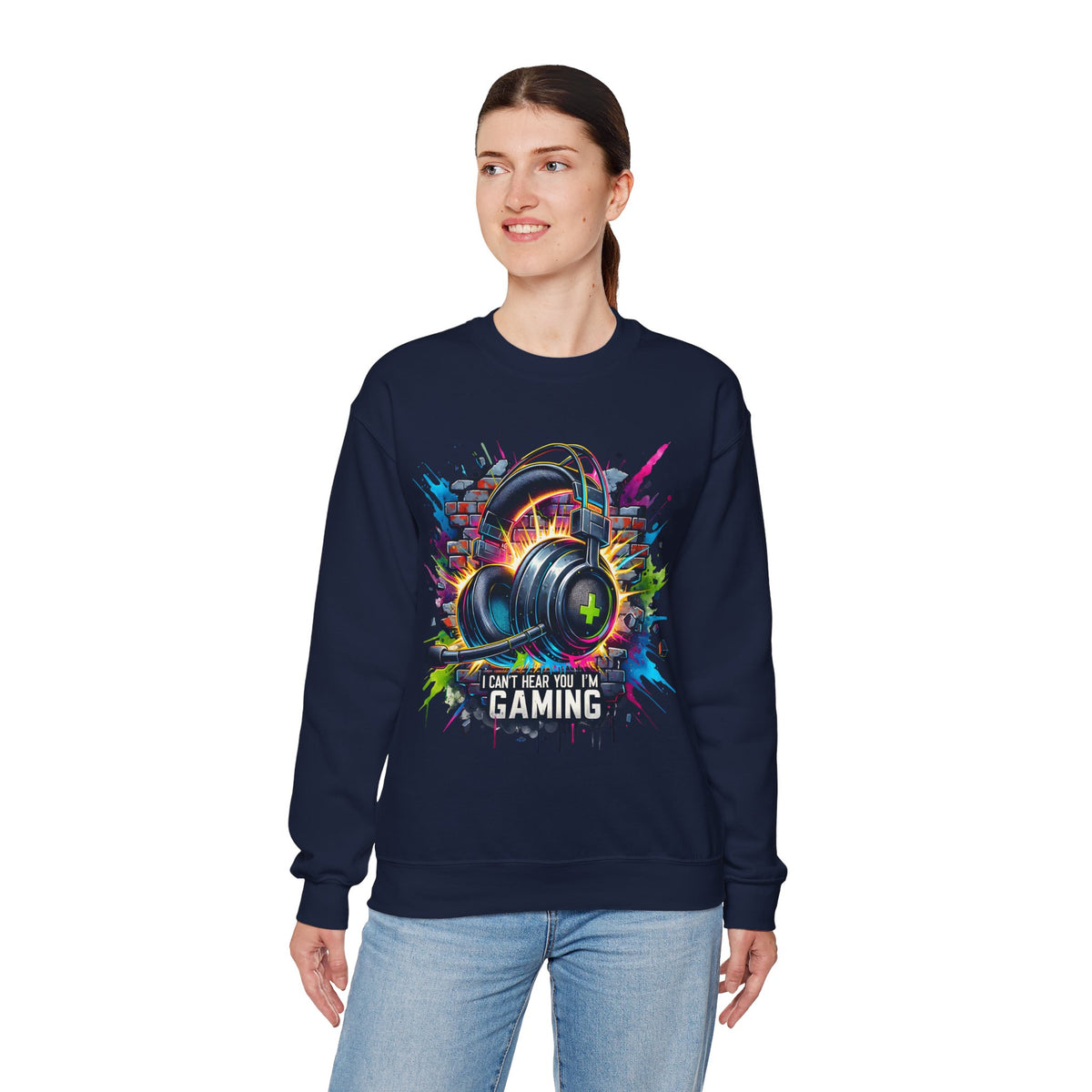 Gaming Headset I Can't Hear You, I'm Gaming – Gildan Heavy Blend | Trendy Women’s and Men's Soft Sweatshirt. Direct to Garment. Printed & Shipped in the USA. Unisex Sizes.