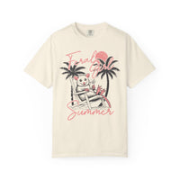 Feral Girl Summer, Possum on a Beach - Comfort Colors | Trendy Women's T-Shirt. Direct to Garment. Printed & Shipped in the USA. Unisex Sizes.