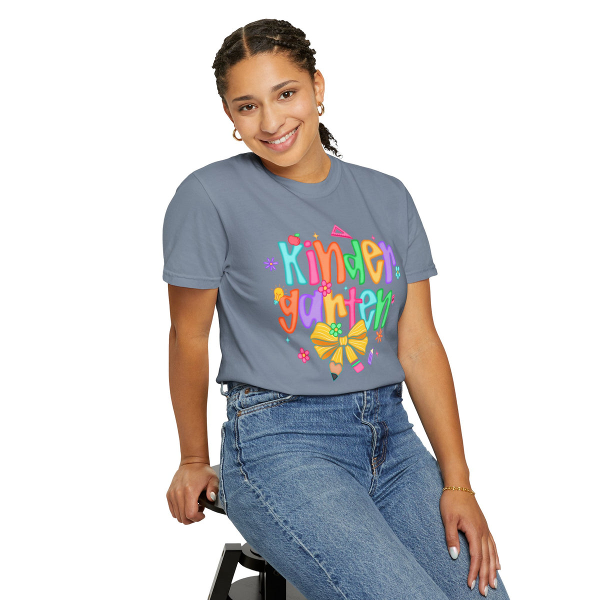 Coquette Kindergarten Pencil Bow - Comfort Colors | Trendy Women's T-Shirt. Direct to Garment. Printed & Shipped in the USA. Unisex Sizes.