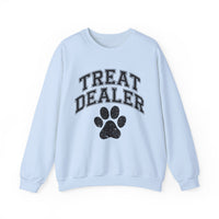 Treat Dealer, Dog Lover – Gildan Heavy Blend | Trendy Men's and Women’s Soft Sweatshirt. Direct to Garment. Printed & Shipped in the USA. Unisex Sizes.