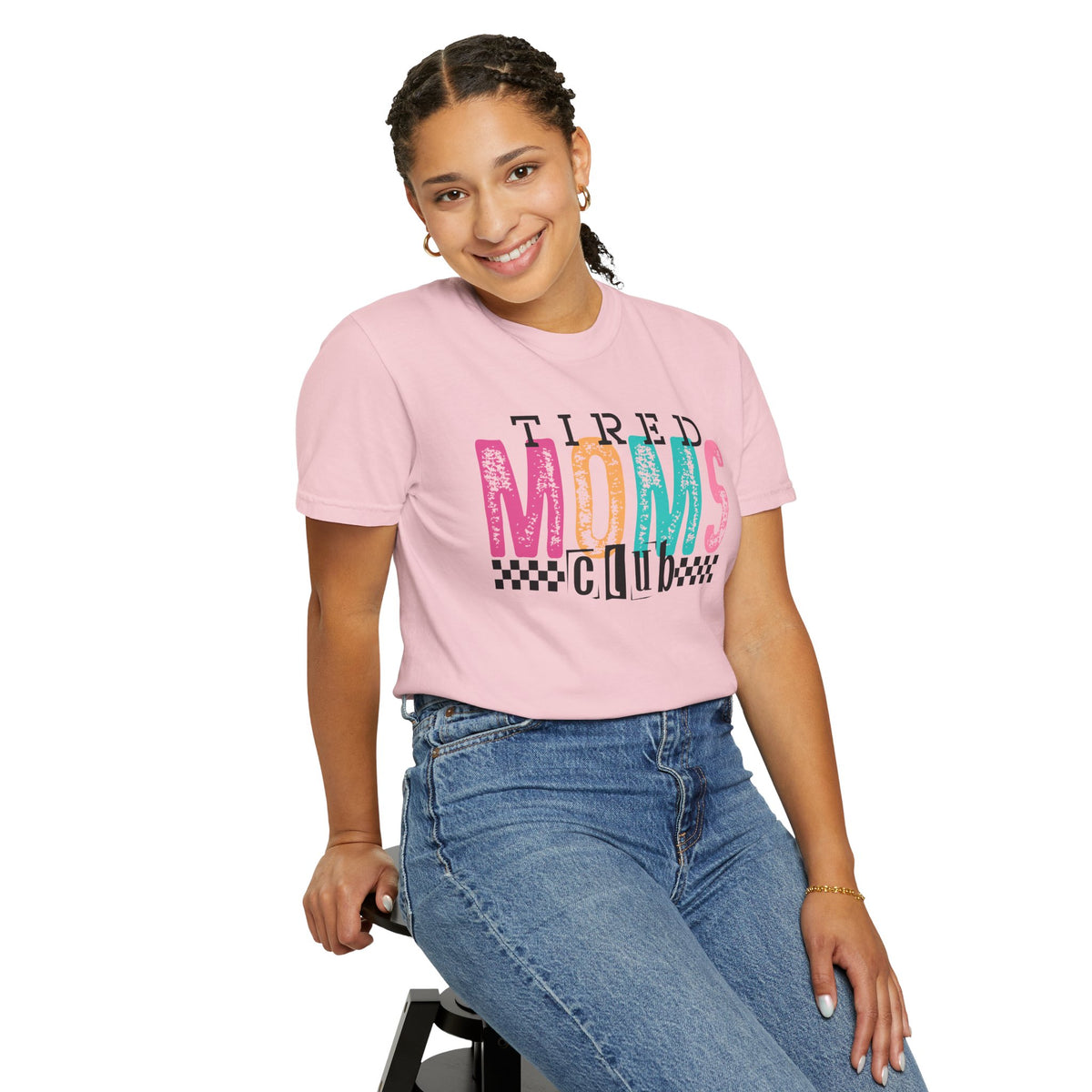 Tired Moms Club Pastel - Comfort Colors | Trendy Women's T-Shirt. Direct to Garment. Printed & Shipped in the USA. Unisex Sizes.