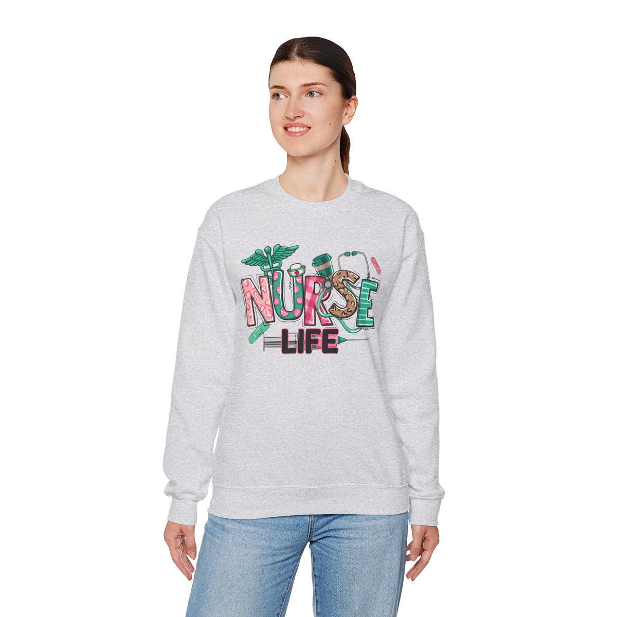 Nurse Life Cute Preppy Healthcare – Gildan Heavy Blend | Trendy Women’s Soft Sweatshirt. Direct to Garment. Printed & Shipped in the USA. Unisex Sizes.