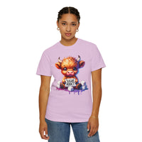 Sugar Addict Highland Cow - Comfort Colors | Trendy Women's T-Shirt. Direct to Garment. Printed & Shipped in the USA. Unisex Sizes.