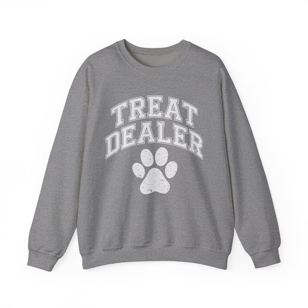 Treat Dealer, Dog Lover – Gildan Heavy Blend | Trendy Men's and Women’s Soft Sweatshirt. Direct to Garment. Printed & Shipped in the USA. Unisex Sizes.