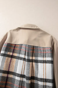 Khaki Plaid Patchwork Mini Dress