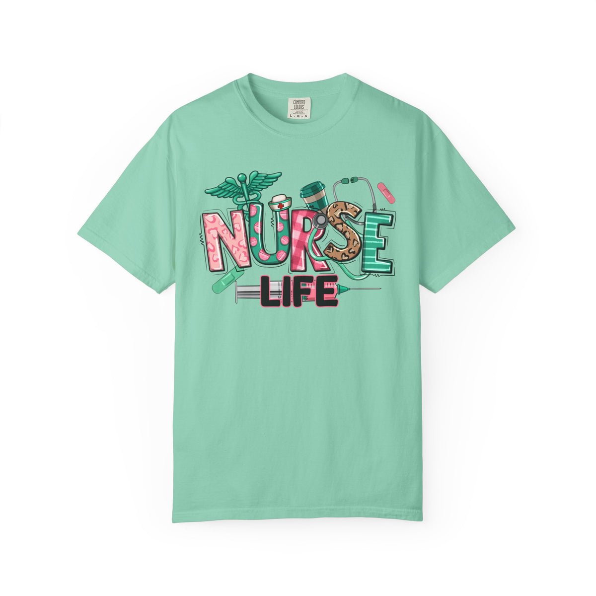 Nurse Life Cute Preppy Healthcare - Comfort Colors | Trendy Women's T-Shirt. Direct to Garment. Printed & Shipped in the USA. Unisex Sizes.