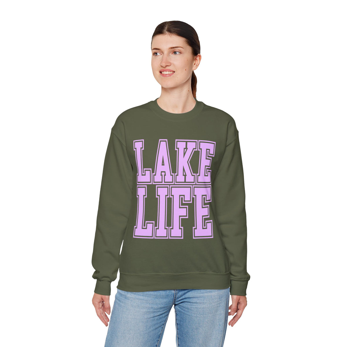 Lake Life – Gildan Heavy Blend | Trendy Men's & Women’s Soft Sweatshirt. Direct to Garment. Printed & Shipped in the USA. Unisex Sizes.