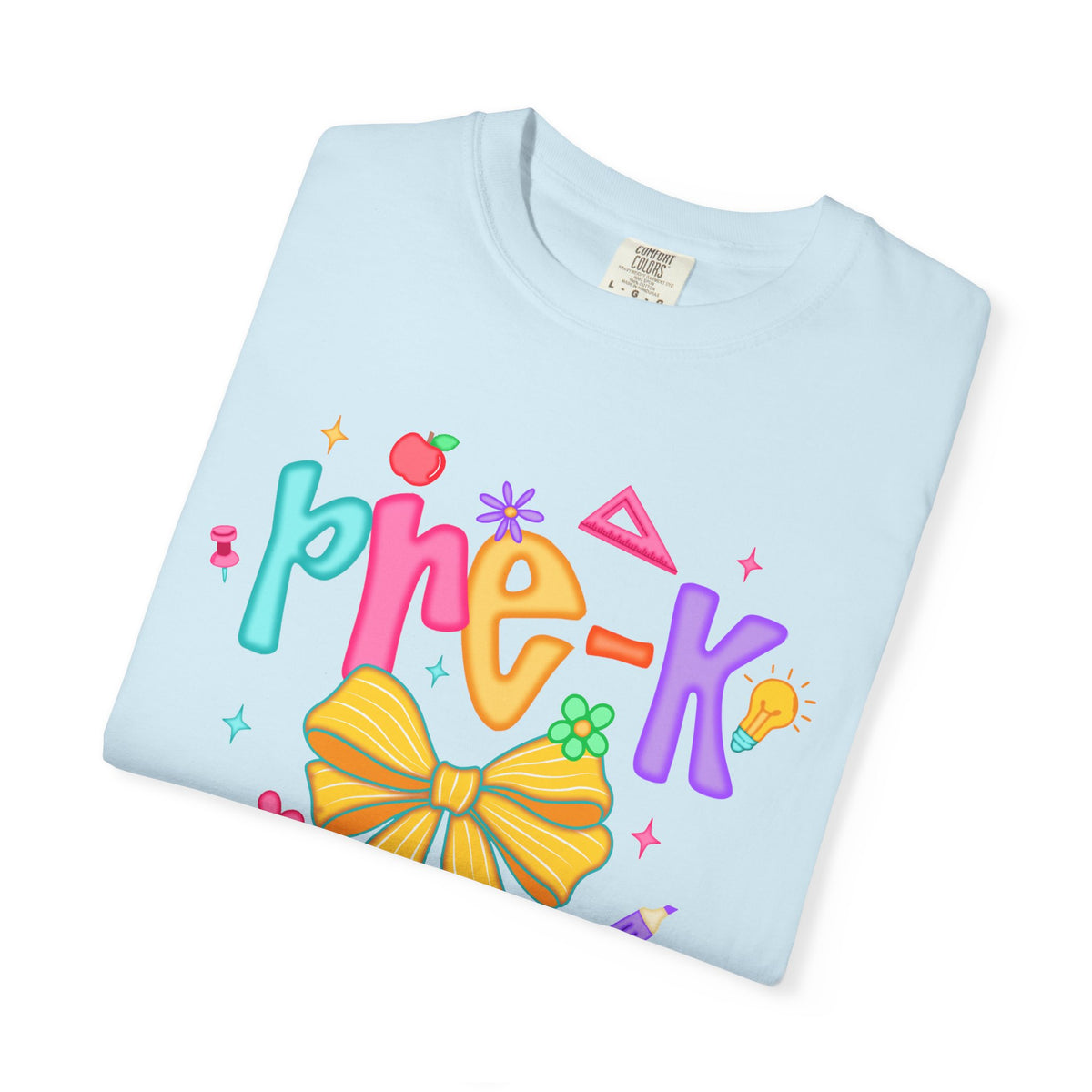 Coquette Pre-K Pencil Bow - Comfort Colors | Trendy Women's T-Shirt. Direct to Garment. Printed & Shipped in the USA. Unisex Sizes.