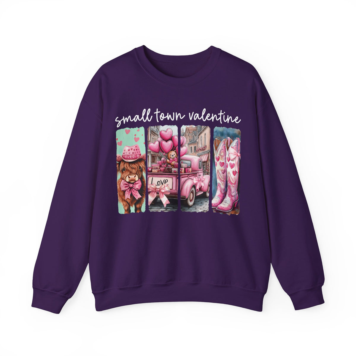 Small Town Valentine – Gildan Heavy Blend | Trendy Women’s Soft Sweatshirt. Direct to Garment. Printed & Shipped in the USA. Unisex Sizes.