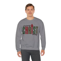 Distressed Merry ChrisTmas Faith Christian – Gildan Heavy Blend | Trendy Women’s Soft Sweatshirt. Direct to Garment. Printed & Shipped in the USA. Unisex Sizes.