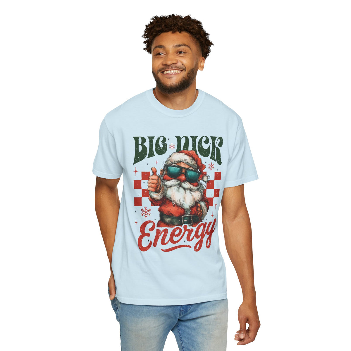 Big Nick Energy - Retro Santa Thumbs Up  - Comfort Colors | Trendy Women's T-Shirt. Direct to Garment. Printed & Shipped in the USA. Unisex Sizes.