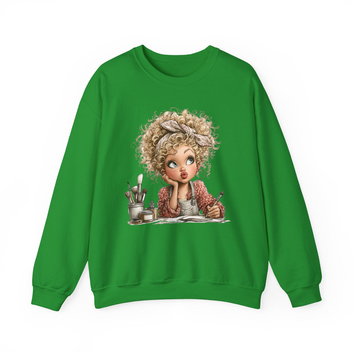 Cute Artist Curly Girl – Gildan Heavy Blend | Trendy Women’s Soft Sweatshirt. Direct to Garment. Printed & Shipped in the USA. Unisex Sizes.
