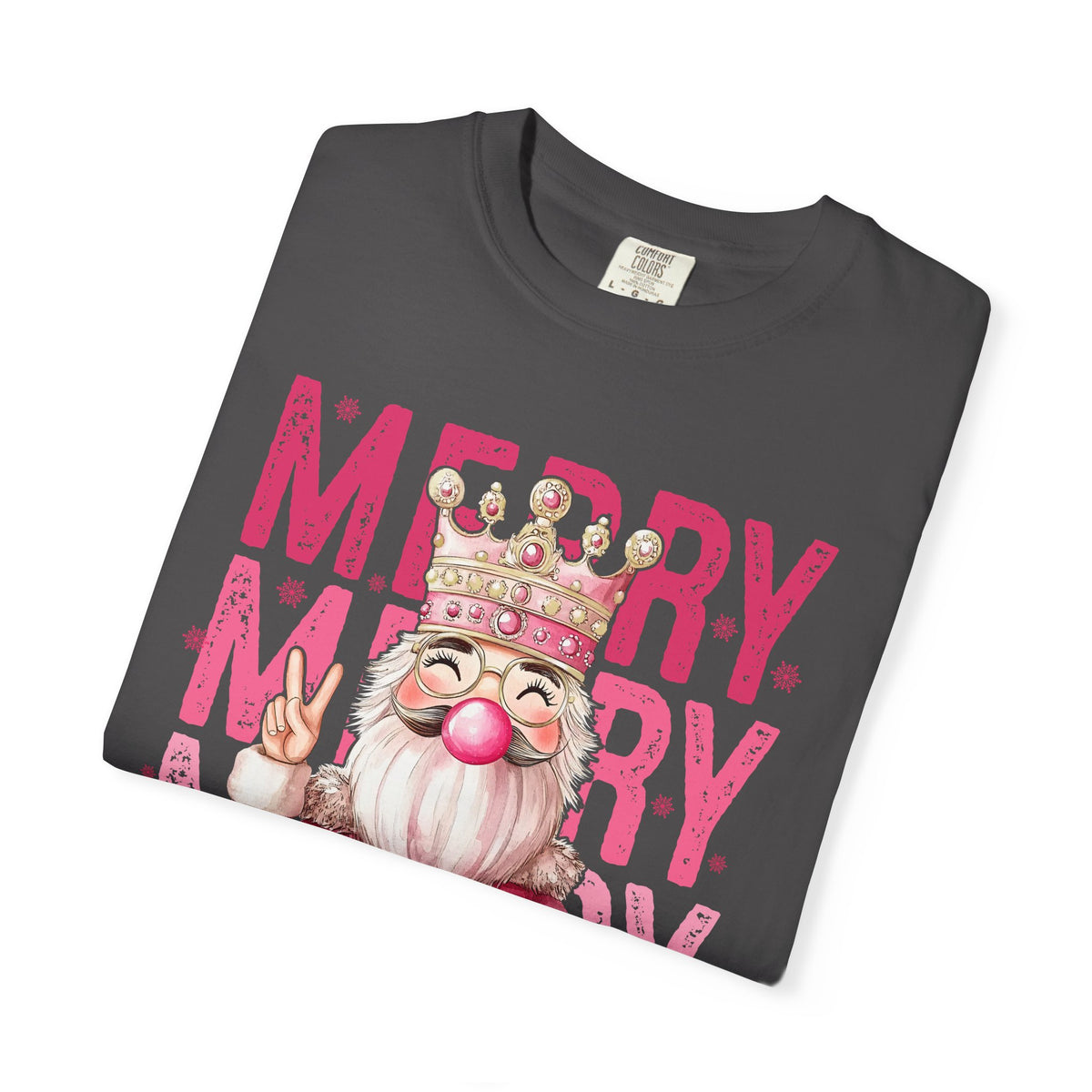 Merry Christmas — Cute Pink Bubblegum Nutcracker  - Comfort Colors | Trendy Women's T-Shirt. Direct to Garment. Printed & Shipped in the USA. Unisex Sizes.